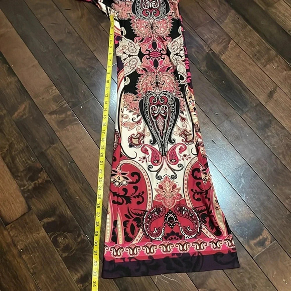 Venus Wide Leg Paisley Print Pant Stretchy Side zip Pink Multi Size XS Flowy - Picture 7 of 12